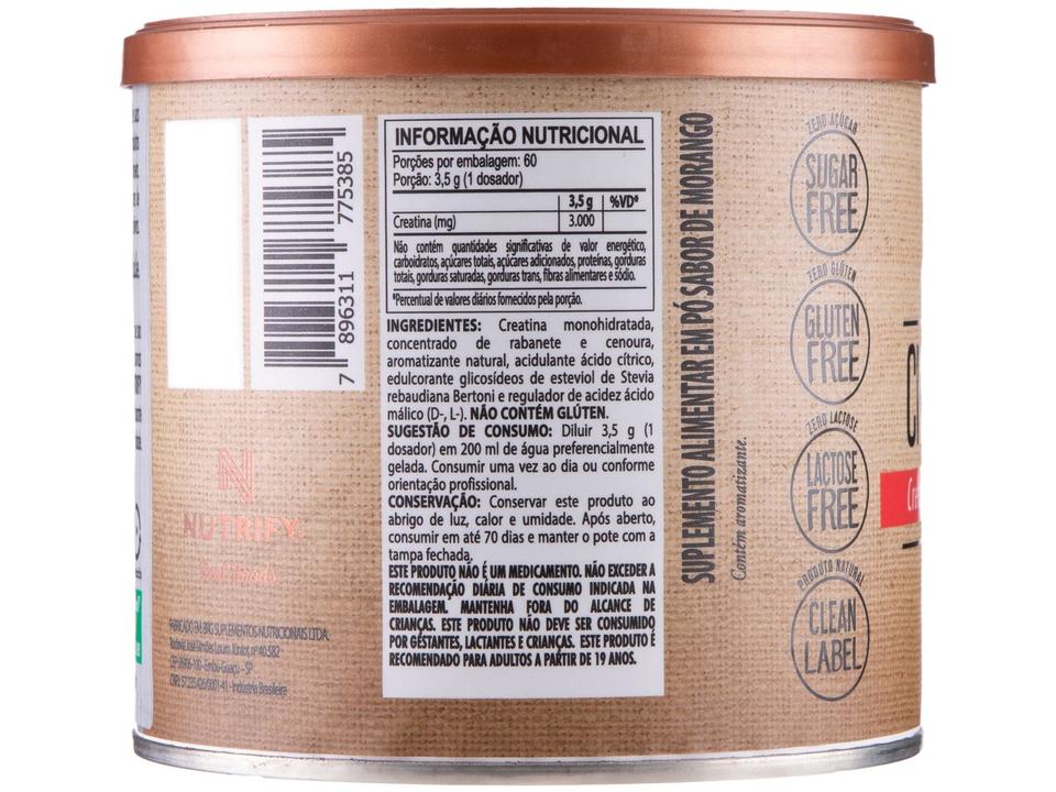 Creatina Mono-hidratada Nutrify Tasty em Pó 210g Morango - 3