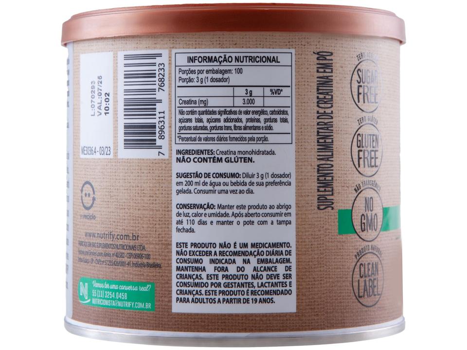 Creatina Monohidratada Nutrify Real Foods Creatine em Pó 300g Natural e Vegana - 4