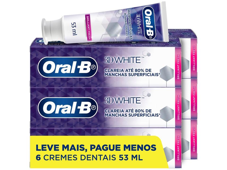 Creme Dental Oral-B 3D White Brilliant Fresh 70g 6 unidades - 1