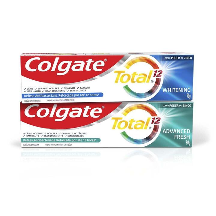 Creme Dental Para Branqueamento Colgate Total 12 Whitening & Advanced Fresh 90g - 4