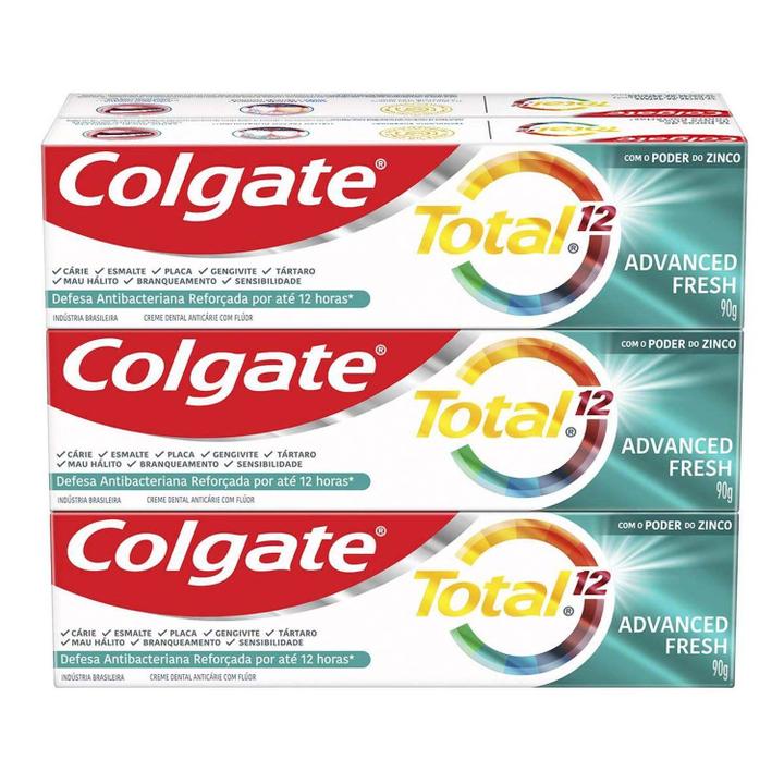 Creme Dental Para Branqueamento Colgate Total 12 Whitening & Advanced Fresh 90g - 3