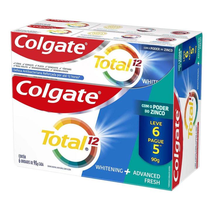 Creme Dental Para Branqueamento Colgate Total 12 Whitening & Advanced Fresh 90g - 2