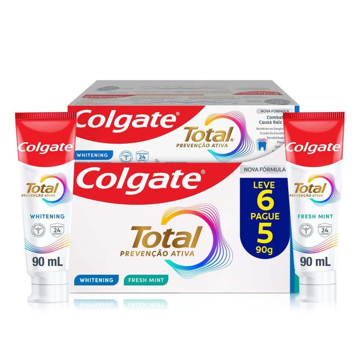 Creme Dental Para Branqueamento Colgate Total 12 Whitening & Advanced Fresh 90g - 6