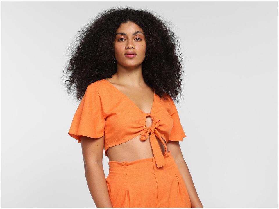 Cropped Vista Magalu Manga Ampla Nó Decote - 5