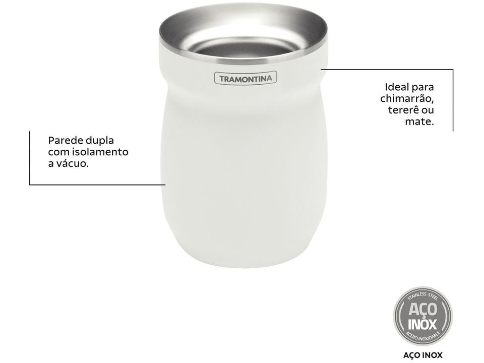 Cuia de Chimarrão e Tereré Térmica Inox Tramontina ILEX 61647210 Branco 240ml - 1