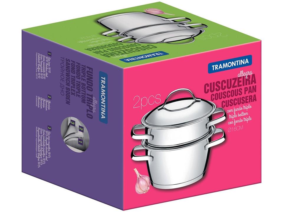 Cuscuzeira Inox Tramontina Fundo Triplo 2 Peças Allegra 65650/050 - 3