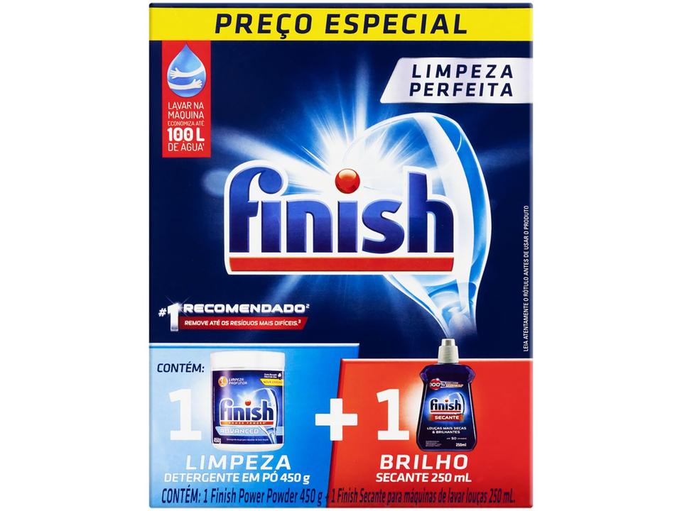Detergente em Pó Concentrado para Lava-louças Finish sem Perfume Advanced Power Powder 450g com Secante - 1