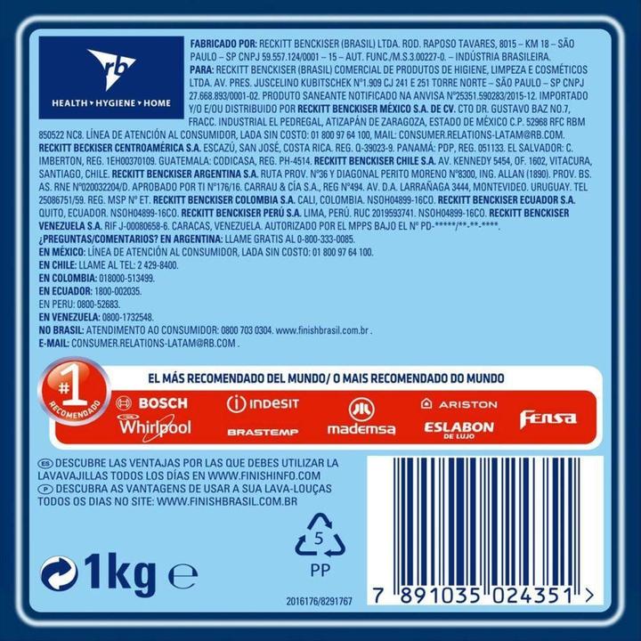 Detergente para Lava Louças em Pó Finish Power Powder Advanced 450g - 5