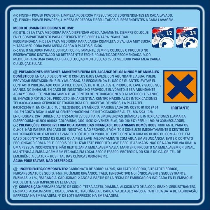 Detergente para Lava Louças em Pó Finish Power Powder Advanced 450g - 6
