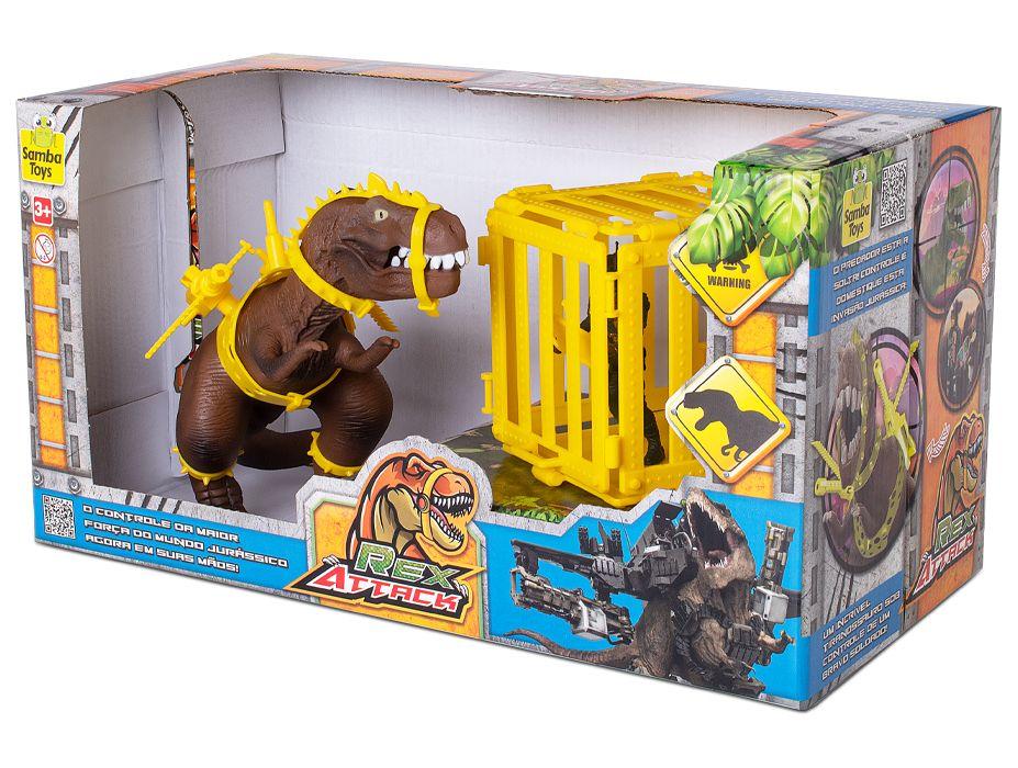 Dinossauro Rex Attack Amarelo e Marrom 10cm - 5