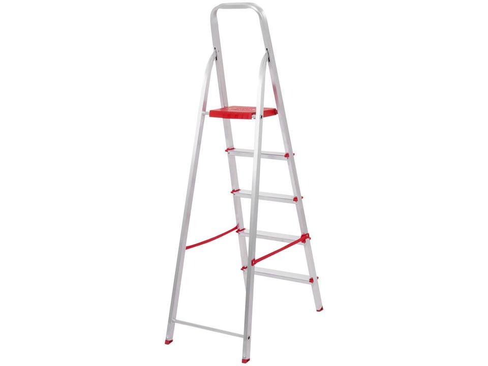 Escada Alumínio Dobrável 5 Degraus Botafogo Doméstica ESC0064 - 1