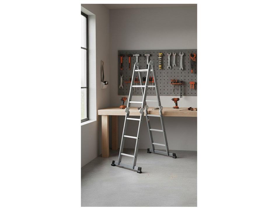 Escada de Aço e Alumínio Multiuso 4x3 com Plataforma 12 Degraus Nell KMP403 - 1