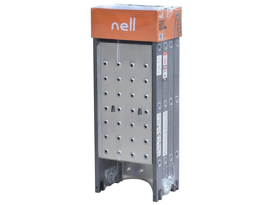 Escada de Aço e Alumínio Multiuso 4x3 com Plataforma 12 Degraus Nell KMP403 - 4