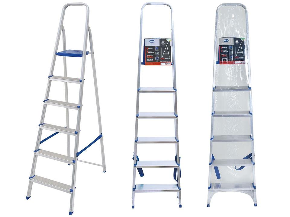 Escada de Alumínio 6 Degraus Doméstica Mor - 3