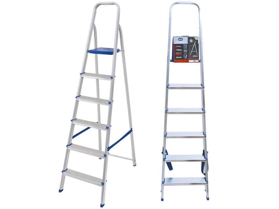 Escada de Alumínio 6 Degraus Doméstica Mor - 2