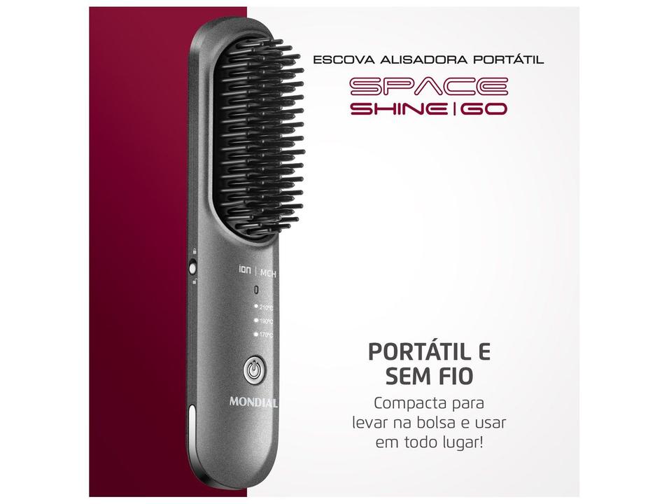 Escova Alisadora Mondial Space Shine Go Cerâmica com Íons 210°C EA-0 - 1