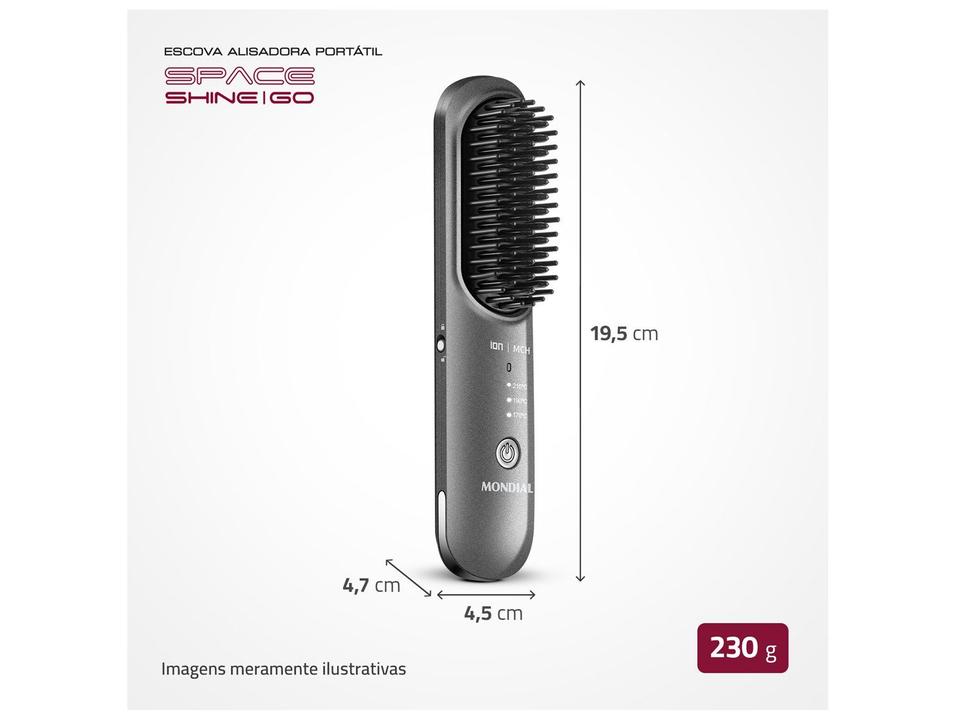 Escova Alisadora Mondial Space Shine Go Cerâmica com Íons 210°C EA-0 - 7