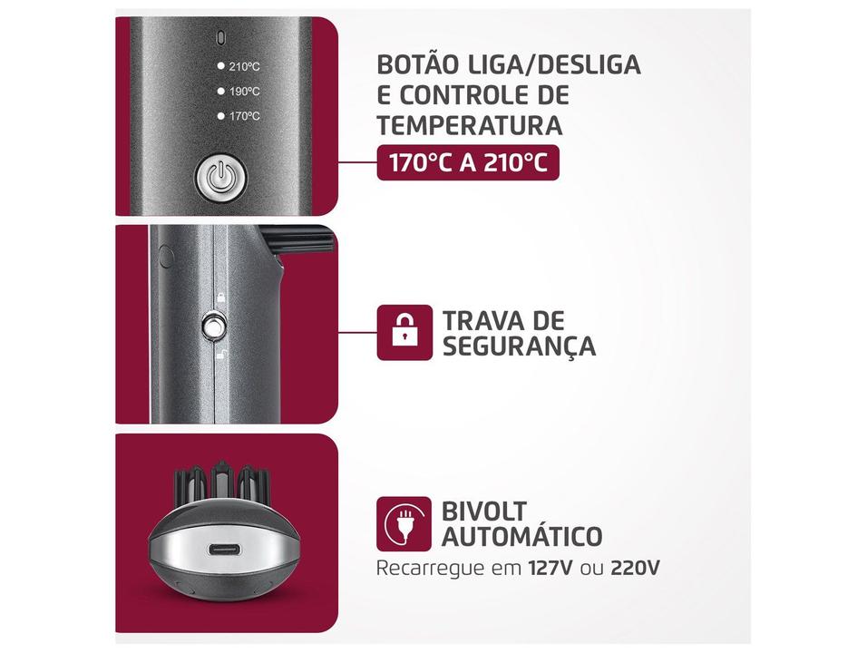Escova Alisadora Mondial Space Shine Go Cerâmica com Íons 210°C EA-0 - 4