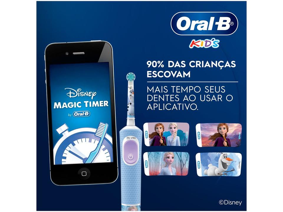 Escova de Dente Elétrica Infantil Oral-B Disney Frozen Recarregável - 6