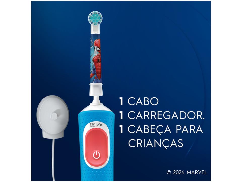 Escova de Dente Elétrica Infantil Oral-B Marvel Homem-Aranha Recarregável - 8