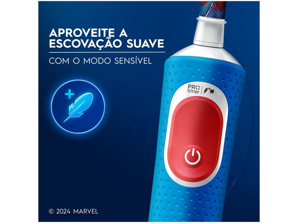 Escova de Dente Elétrica Infantil Oral-B Marvel Homem-Aranha Recarregável - 3