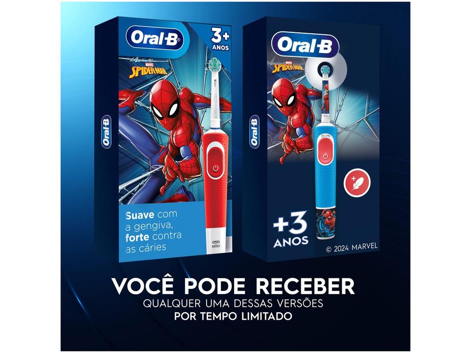 Escova de Dente Elétrica Infantil Oral-B Marvel Homem-Aranha Recarregável - 1