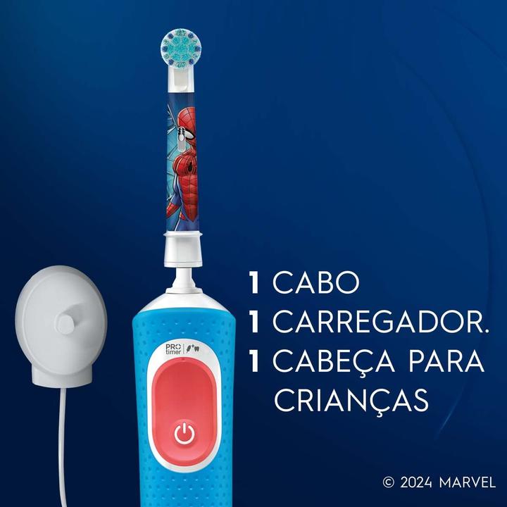 Escova de Dente Elétrica Infantil Oral-B Marvel Homem-Aranha Recarregável - 6