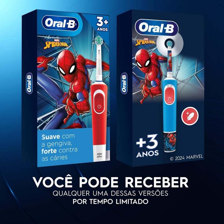 Escova de Dente Elétrica Infantil Oral-B Marvel Homem-Aranha Recarregável - 7