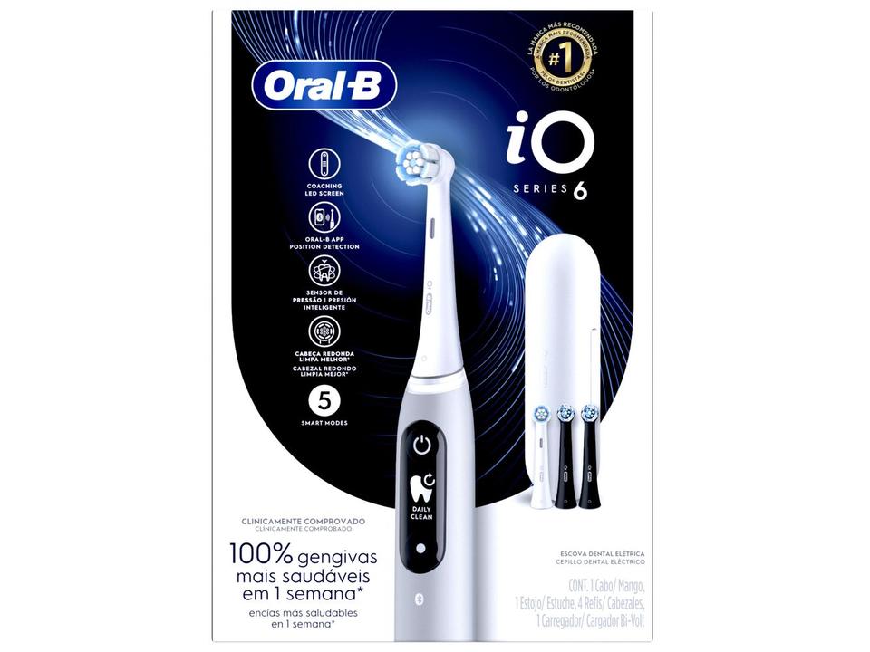 Escova de Dente Elétrica Oral-B iO6, 1 Cabo + 4 Refis + Carregador + Estojo - 10