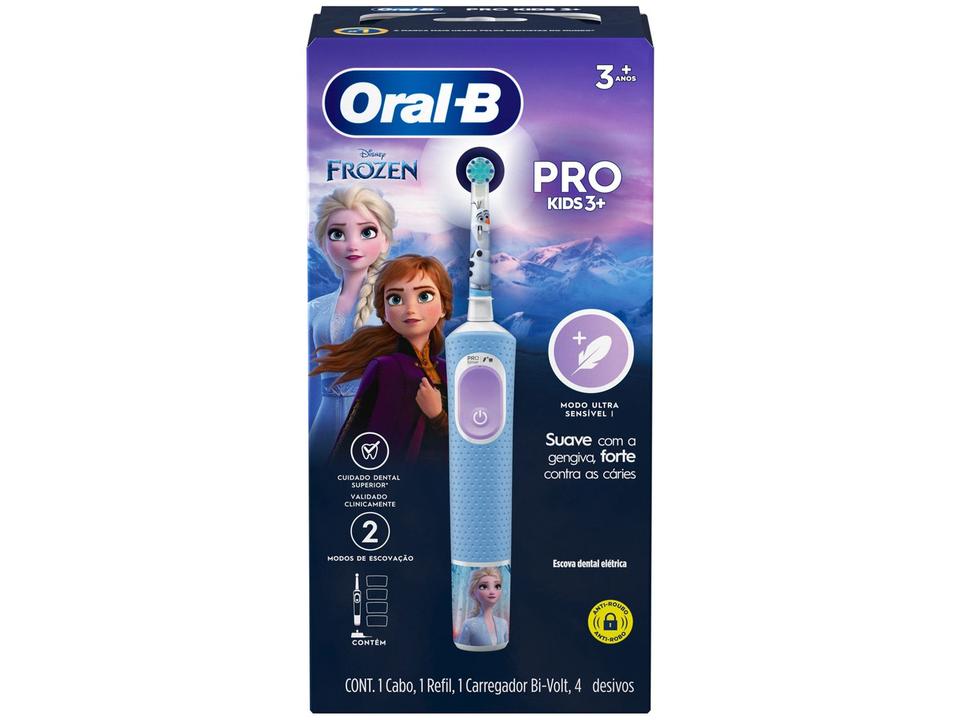 Escova de Dente Elétrica Recarregável Infantil Oral-B Vitality Frozen com Refil - 1