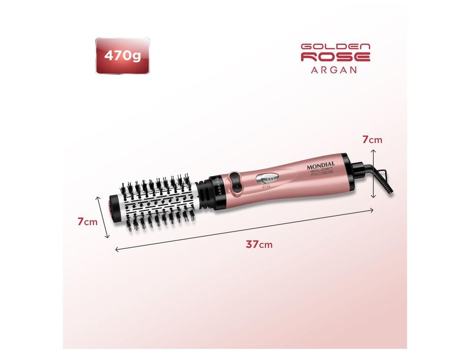 Escova Rotativa Mondial Golden Rose ER-12-GR 1000W Cerâmica com Argan - 4