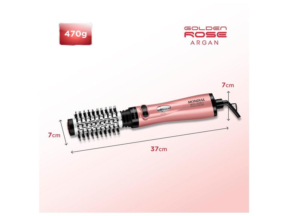 Escova Rotativa Mondial Golden Rose ER-12-GR 1000W Cerâmica com Argan - 4