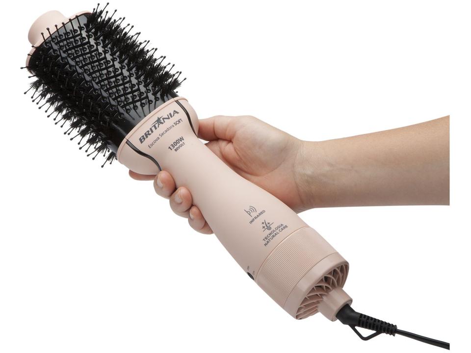 Escova Secadora Britânia 1300W Luz Infrared Cerâmica Íons Turmalina 2 Velocidades Soft BEC07R - 9