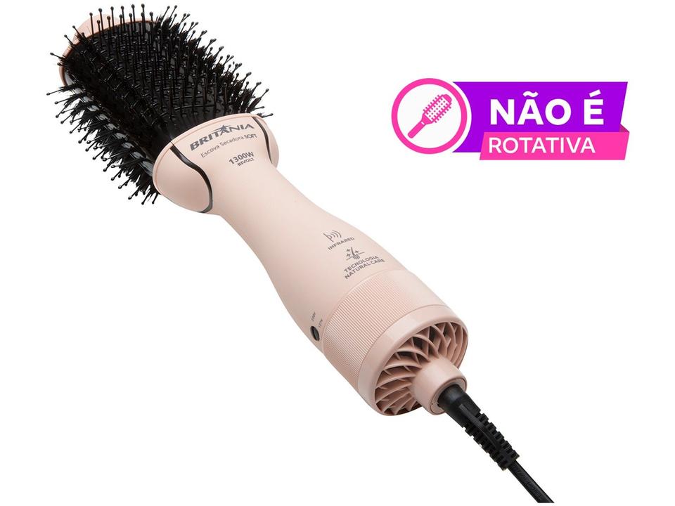 Escova Secadora Britânia 1300W Luz Infrared Cerâmica Íons Turmalina 2 Velocidades Soft BEC07R - 1