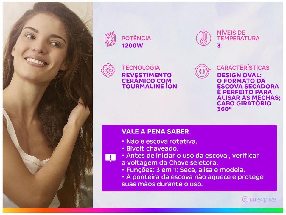 Escova Secadora Mondial ES-02-BI 1200W 3 Níveis de Temperatura Tourmaline Íon - 2