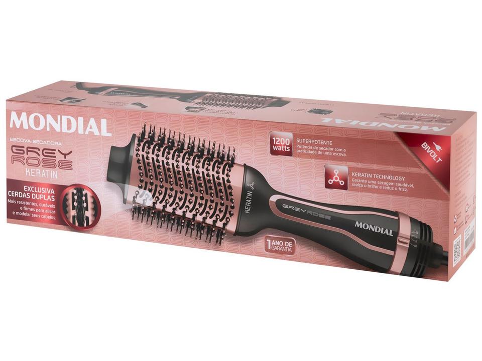 Escova Secadora Mondial Grey Rose Keratin - 15