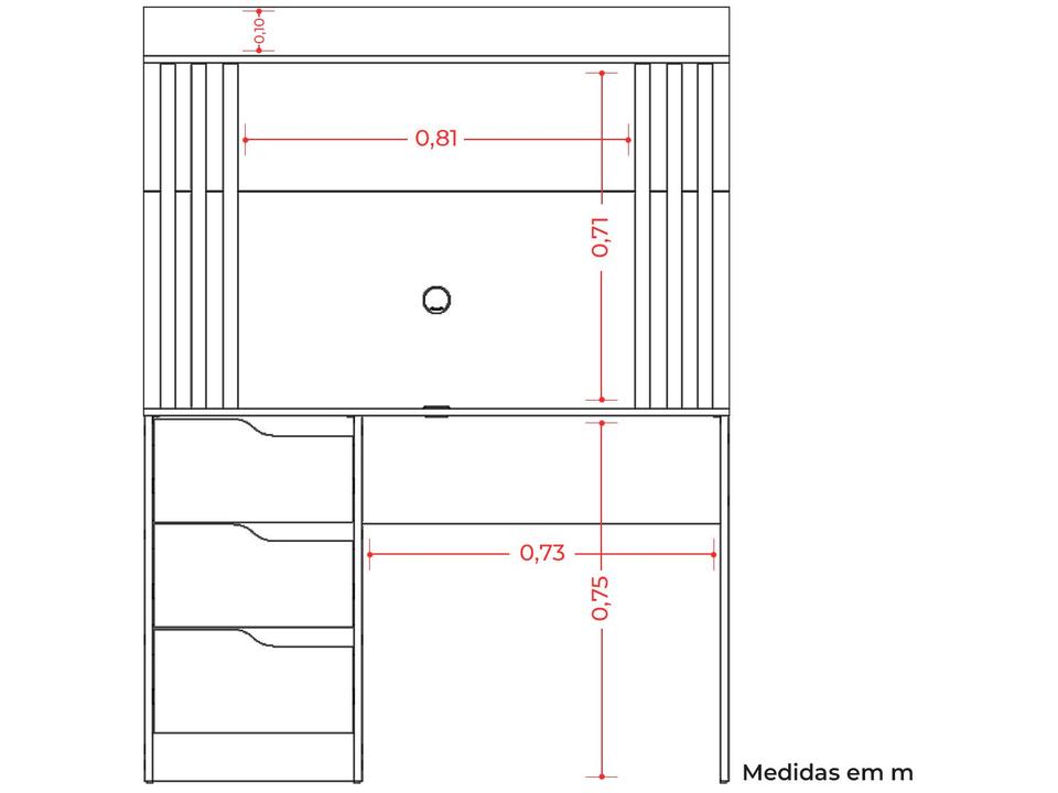 Escrivaninha 3 Gavetas Móveis Albatroz Mimo Doble - 3