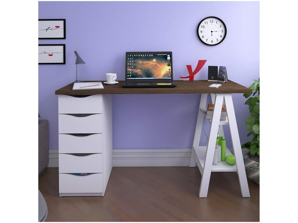 Escrivaninha 5 Gavetas 2 Prateleiras Artany - 3