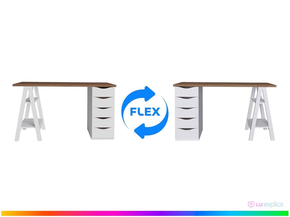 Escrivaninha 5 Gavetas 2 Prateleiras Artany - 1