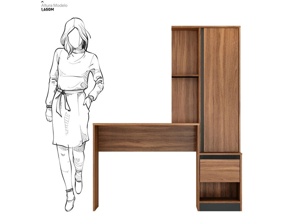 Escrivaninha com Armário 1 Gaveta 3 Prateleiras - 9