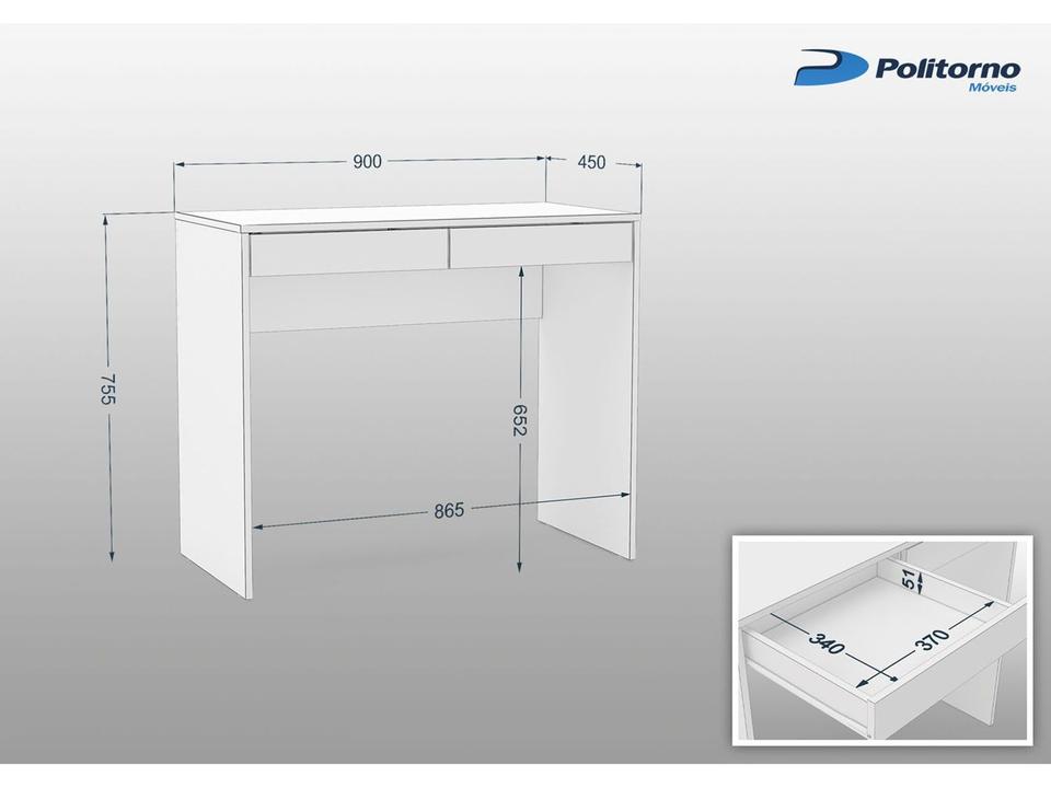 Escrivaninha/Mesa para Computador 2 Gavetas Politorno Tijuca - 9