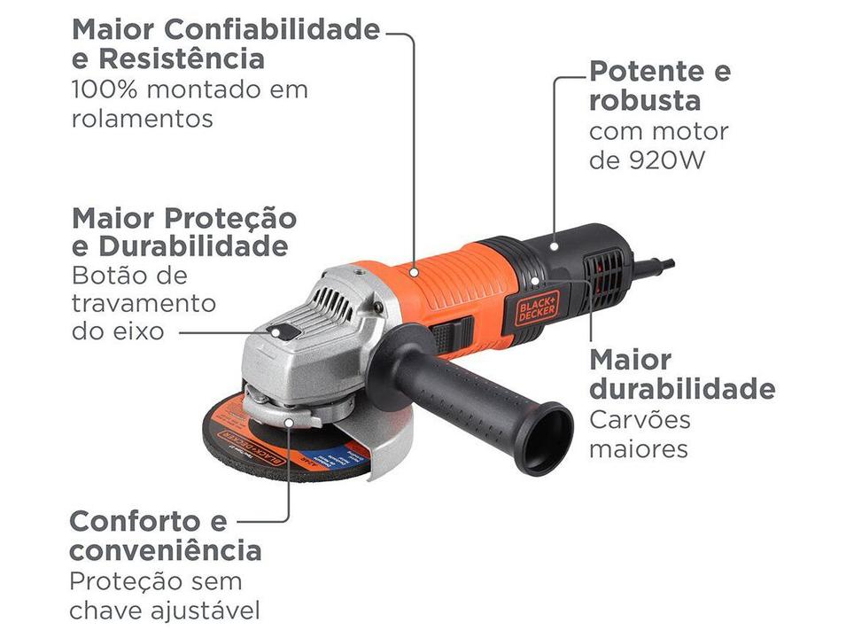 Esmerilhadeira Black+Decker Angular 920W 4 1/2” G720 - 1