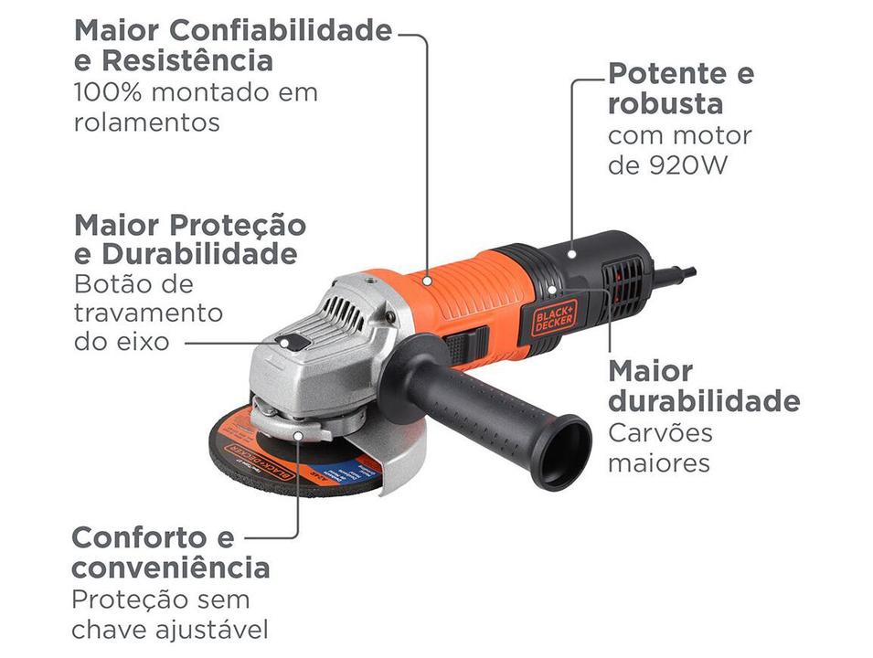 Esmerilhadeira Black+Decker Angular 920W 4 1/2” G720X - 1