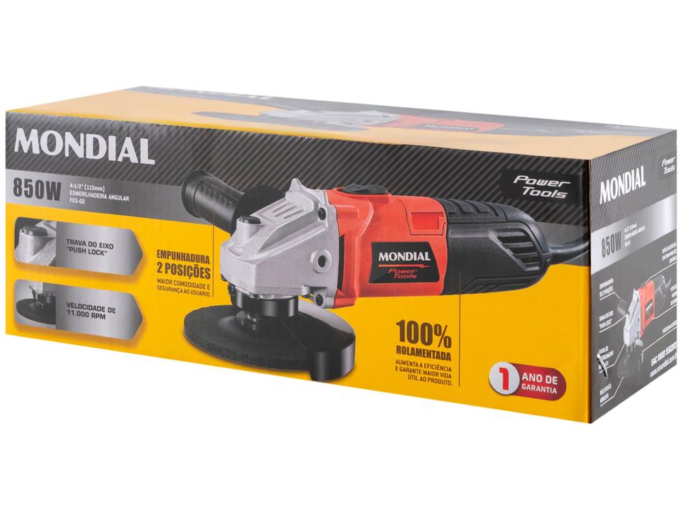 Esmerilhadeira Mondial Angular Elétrica 850W 4-1/2" 3 Peças FES-02 - 14