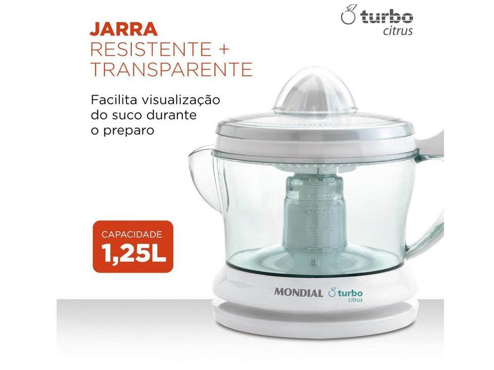 Espremedor de Frutas Mondial E-01 Elétrico 25W Branco - 2