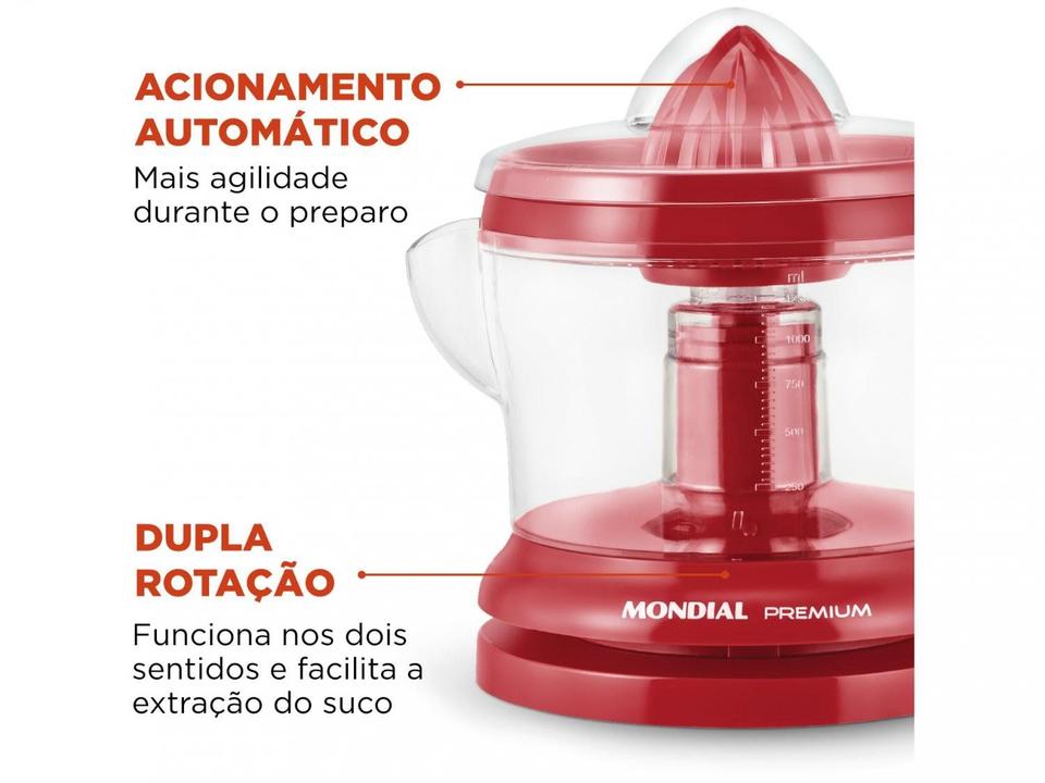Espremedor de Frutas Mondial Red Premium E-23 30W 1,25L Vermelho - 3