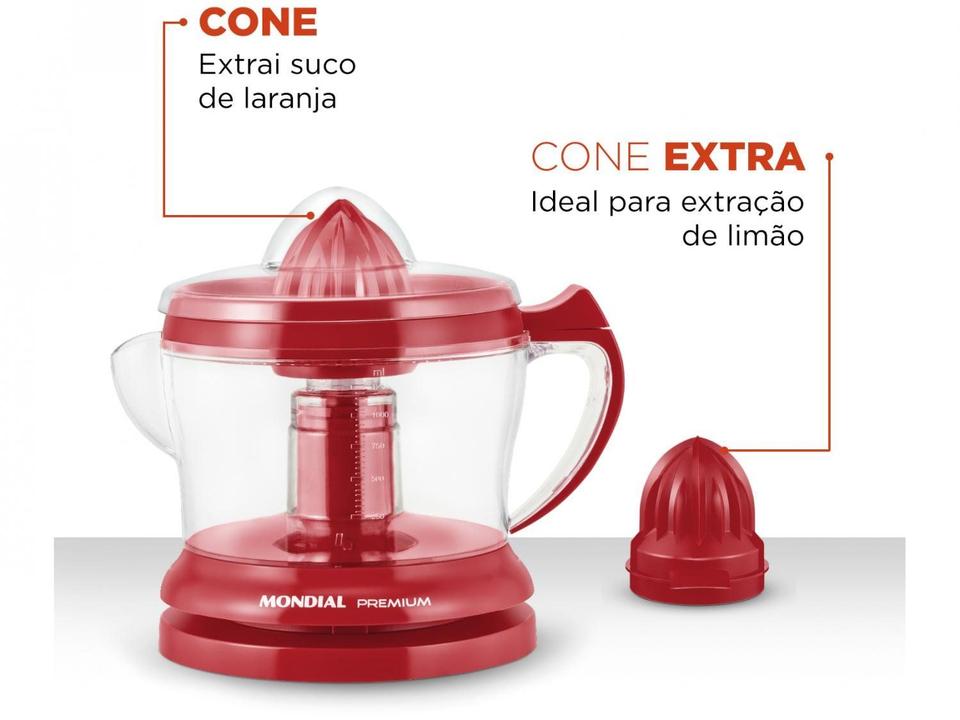 Espremedor de Frutas Mondial Red Premium E-23 30W 1,25L Vermelho - 2