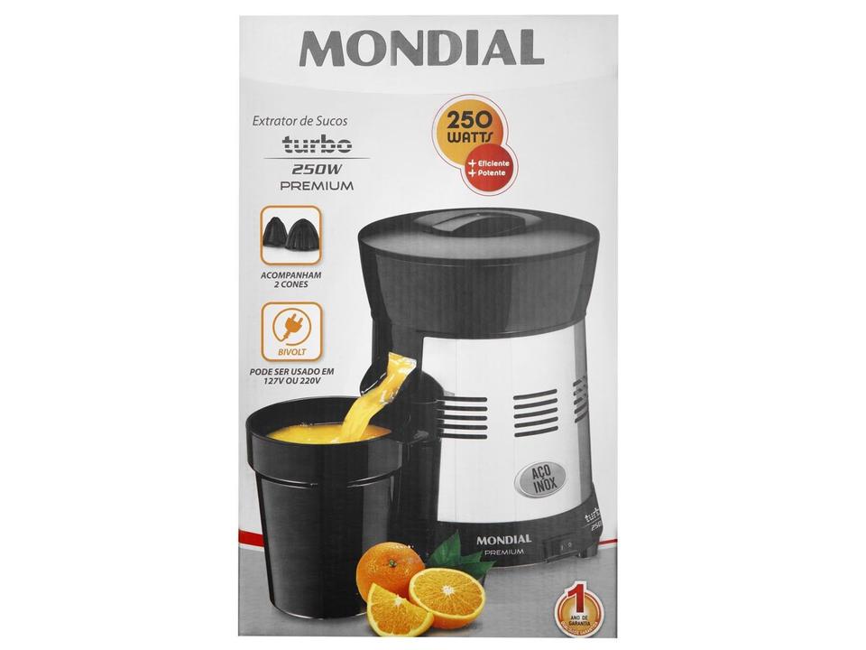 Espremedor de Frutas Mondial Turbo Premium E-10 Elétrico Inox 250W Capacidade 1L - 21