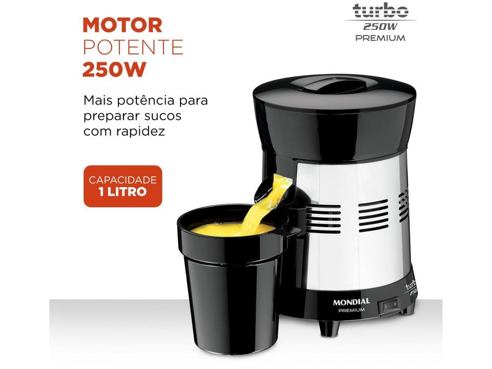 Espremedor de Frutas Mondial Turbo Premium E-10 Elétrico Inox 250W Capacidade 1L - 2