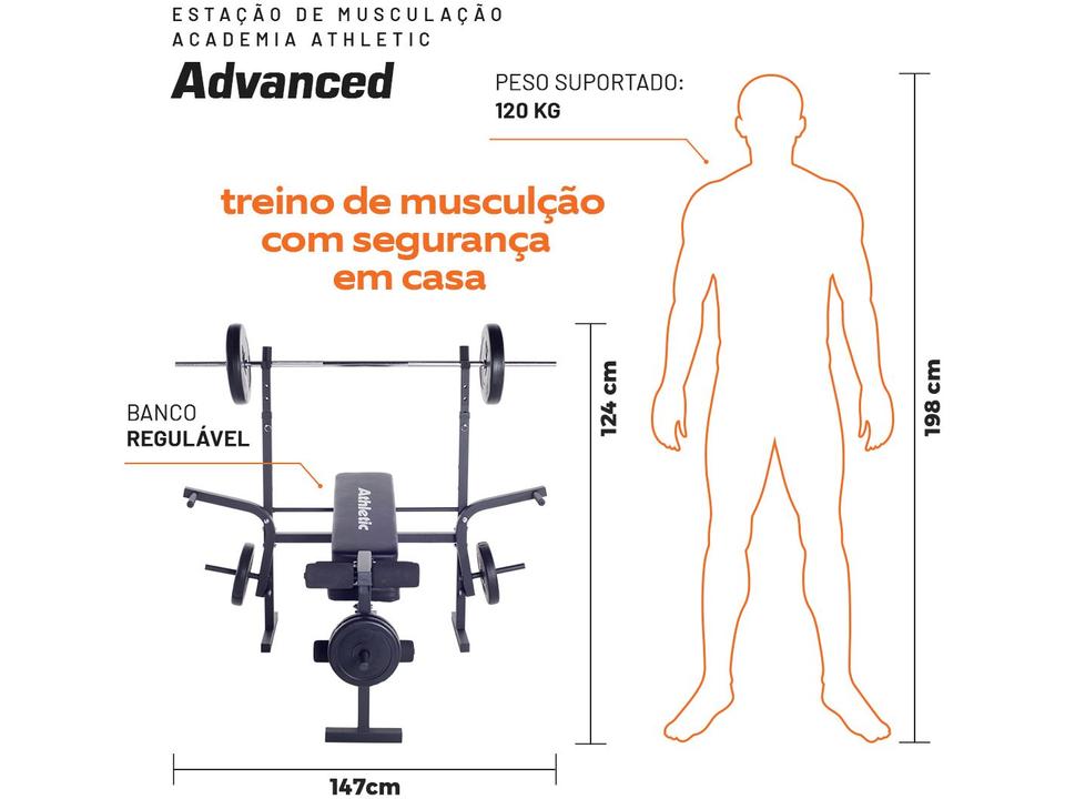 Estação de Musculação Athletic Academia Athletic Advanced 34kg Residencial - 11